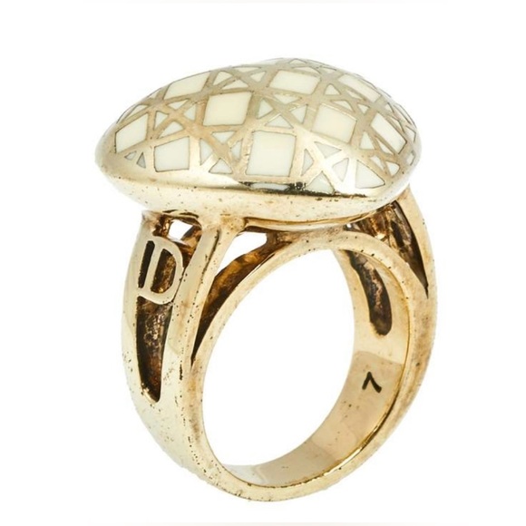 DIOR VINTAGE ENAMEL CANNAGE HEART COCKTAIL RING - Picture 2 of 8